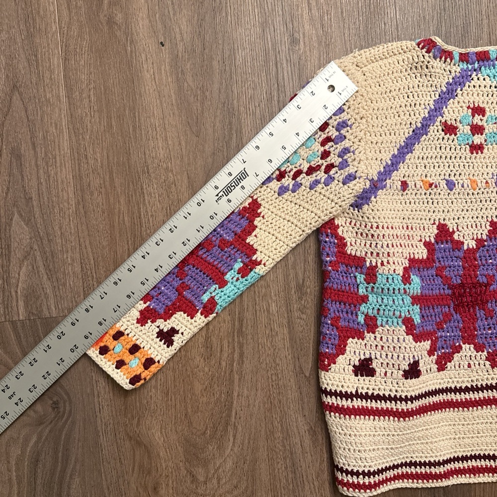 Adolfo Colorful Crochet Cardigan Sweater - Picture 7 of 8